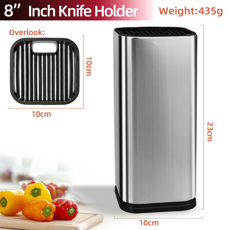 8" Universal Stainless Steel Knife Block – Modern Space-Saving Kitchen Knife Holder for Countertop Storage, Fits Any Blade up to 8 Inches