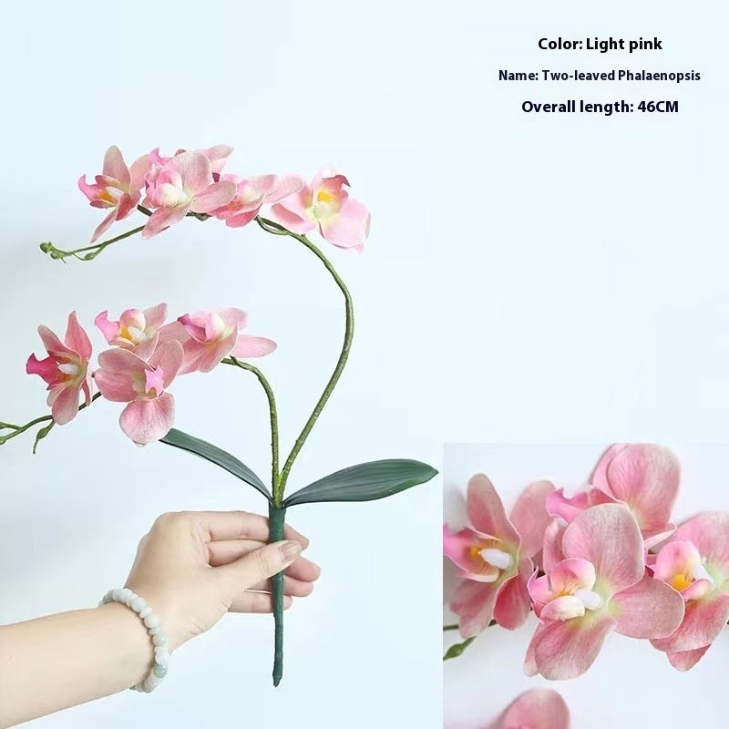 Chinese Phalaenopsis Artificial Orchid in White Ceramic Pot - Realistic Faux Silk Moth Orchid Home Ornament