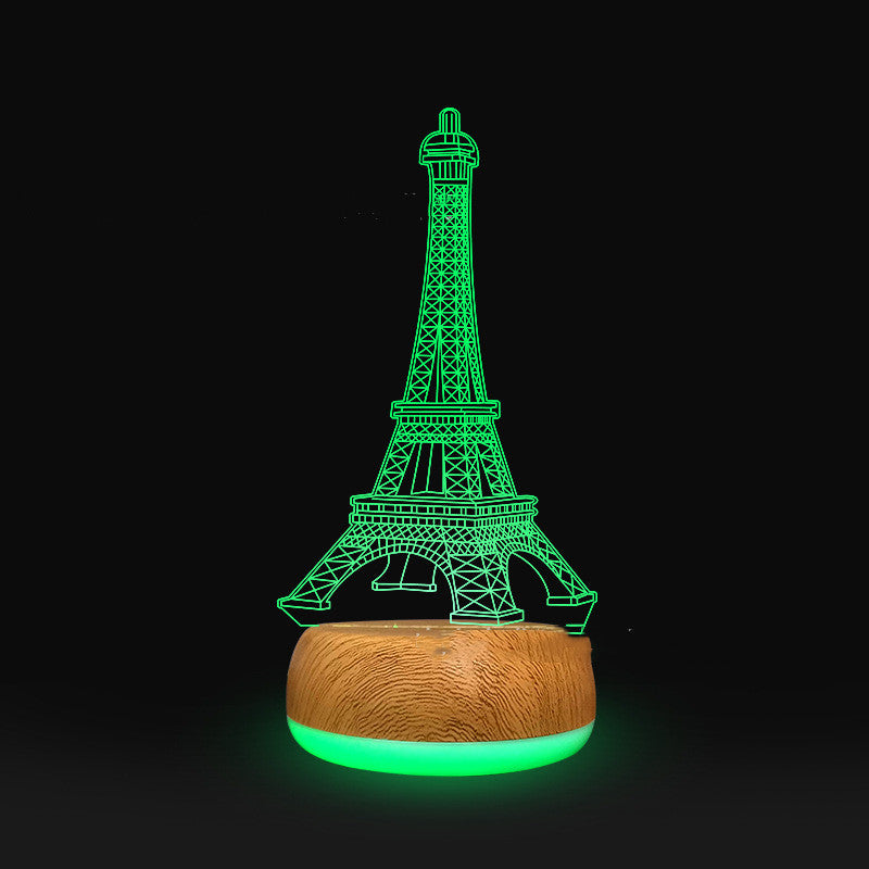 3D Lamp Wood Grain Bottom Glow Colorful Touch Remote Control