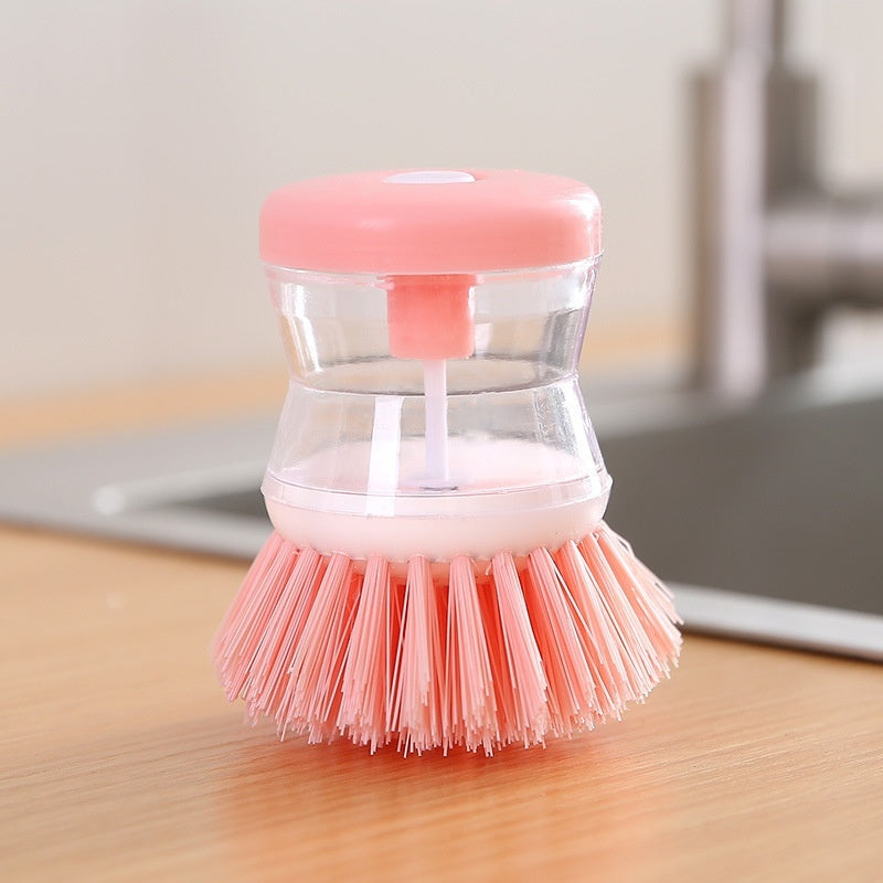 Soap-Dispensing Dish Scrubber Brush with Built-In Liquid Reservoir