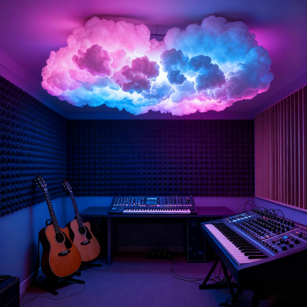3D Smart Cloud Light with Music Sync – DIY RGB Thundercloud LED Lamp, App & Remote Control Night Light for Gaming Room, Bedroom Ceiling Decor (1M/2M/3M)