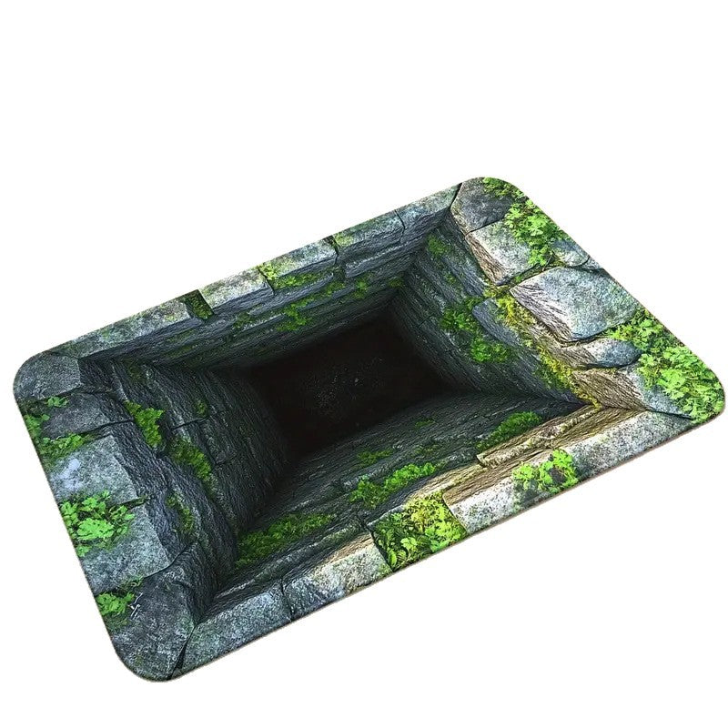 The Bottomless Pit 3D Optical Illusion 'Endless Abyss' Floor Mat – Viral Prank Rug for Bathroom & Entryway Decor Non-slip Absorbent