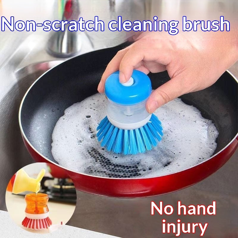 Soap-Dispensing Dish Scrubber Brush with Built-In Liquid Reservoir