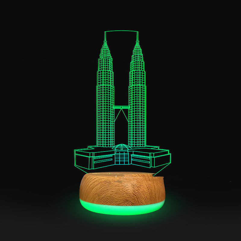 3D Lamp Wood Grain Bottom Glow Colorful Touch Remote Control