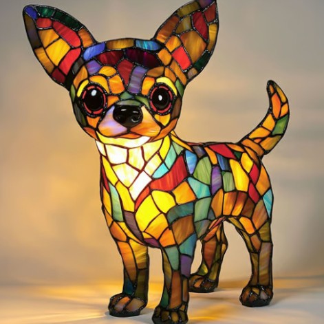 Corgi Stained Resin LED Night Lamp - LED Small Night Lamp Art Animal Statue Creative Home Desktop Decoration