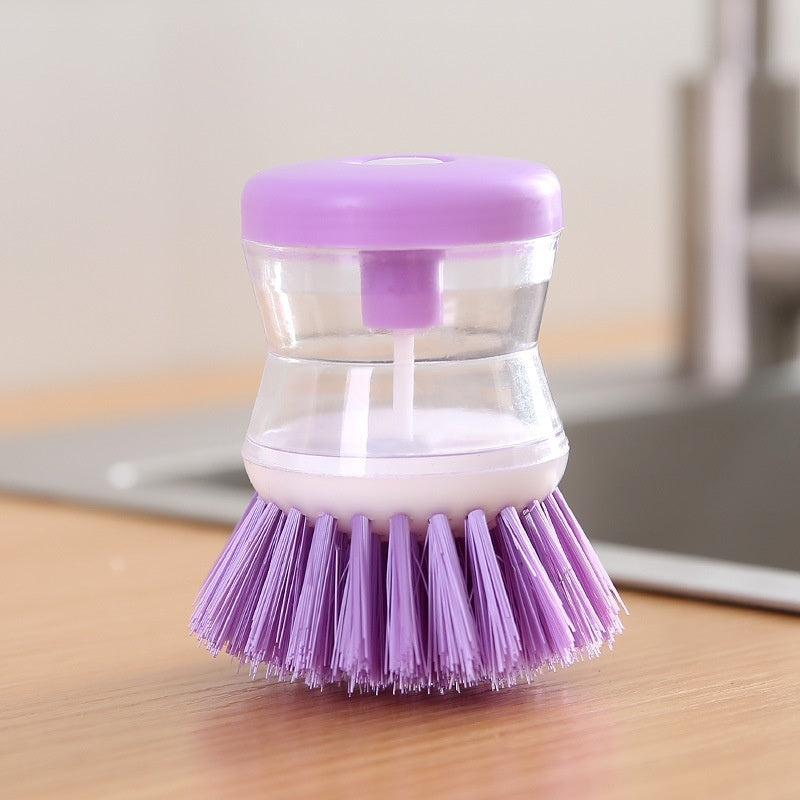 Soap-Dispensing Dish Scrubber Brush with Built-In Liquid Reservoir