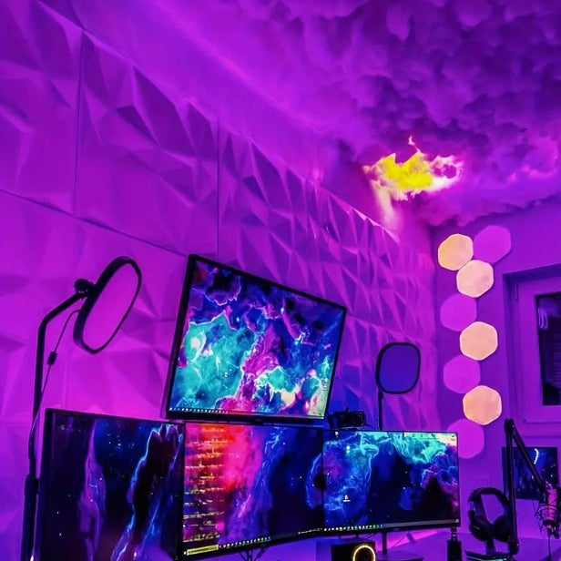 3D Smart Cloud Light with Music Sync – DIY RGB Thundercloud LED Lamp, App & Remote Control Night Light for Gaming Room, Bedroom Ceiling Decor (1M/2M/3M)