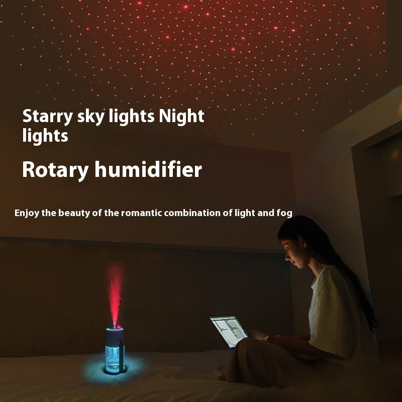 2-in-1 Starry Night Humidifier & Galaxy Projector: Silent Ultrasonic Cool Mist Maker with 7-Color LED Rotating Light for Bedroom, Nursery, & Car