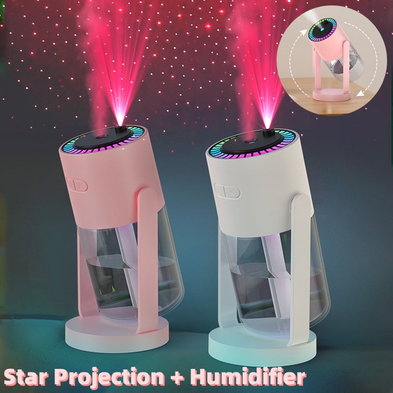 2-in-1 Starry Night Humidifier & Galaxy Projector: Silent Ultrasonic Cool Mist Maker with 7-Color LED Rotating Light for Bedroom, Nursery, & Car