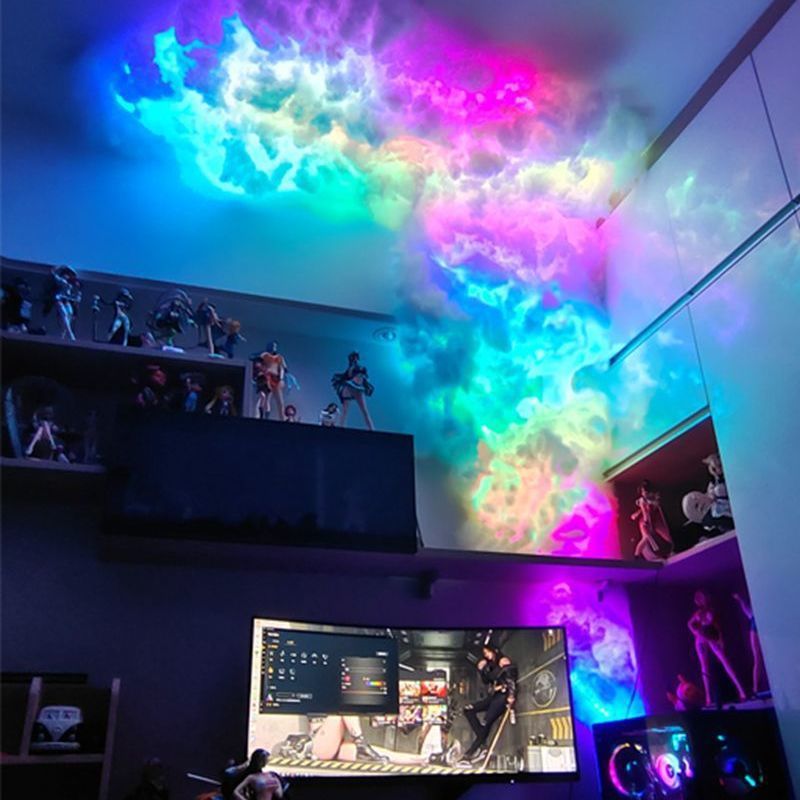 3D Smart Cloud Light with Music Sync – DIY RGB Thundercloud LED Lamp, App & Remote Control Night Light for Gaming Room, Bedroom Ceiling Decor (1M/2M/3M)