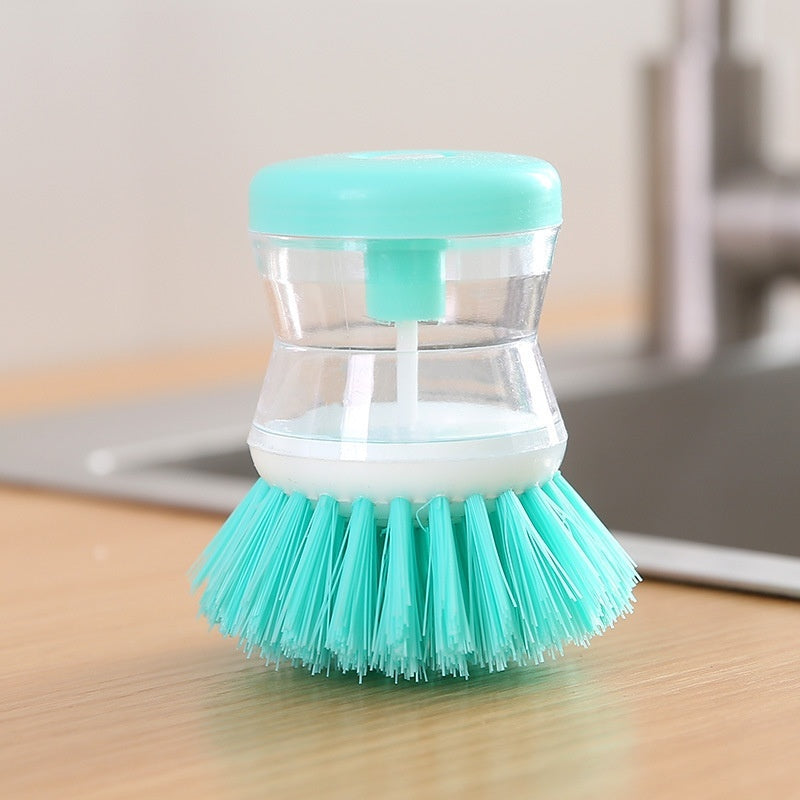 Soap-Dispensing Dish Scrubber Brush with Built-In Liquid Reservoir