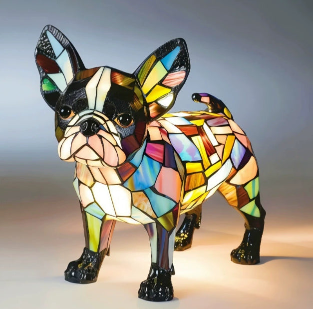 Corgi Stained Resin LED Night Lamp - LED Small Night Lamp Art Animal Statue Creative Home Desktop Decoration