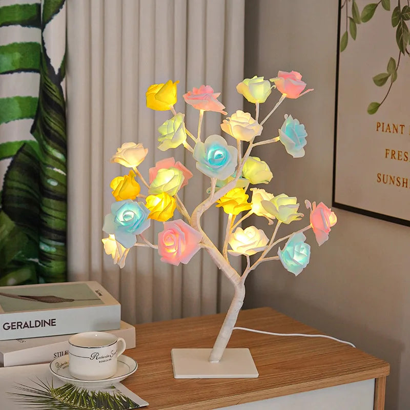 Rose Tree LED Night Light – Romantic USB Table Lamp for Bedroom, Desk & Room Decor (Perfect Gift)