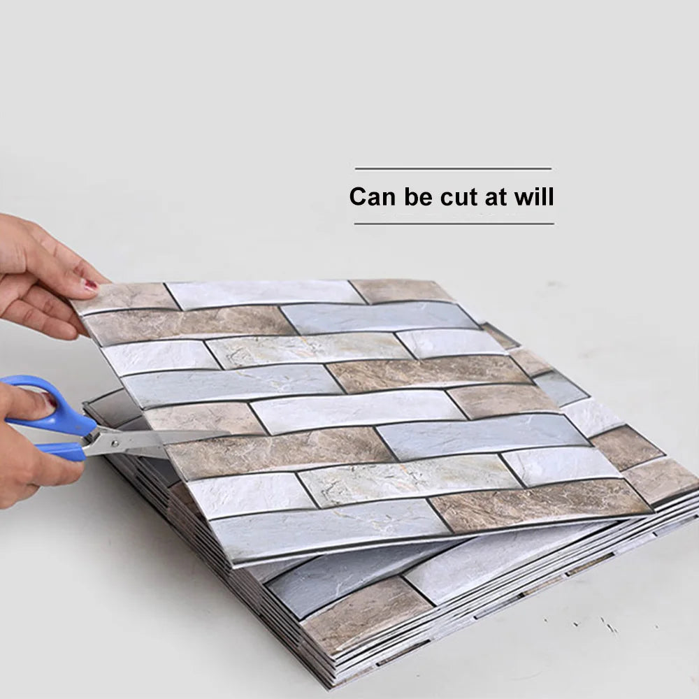 3D Faux Stone Wall Stickers Peel and Self-adhesive DIY Wallpaper Kitchen Backsplash Living Room Sticker Tile