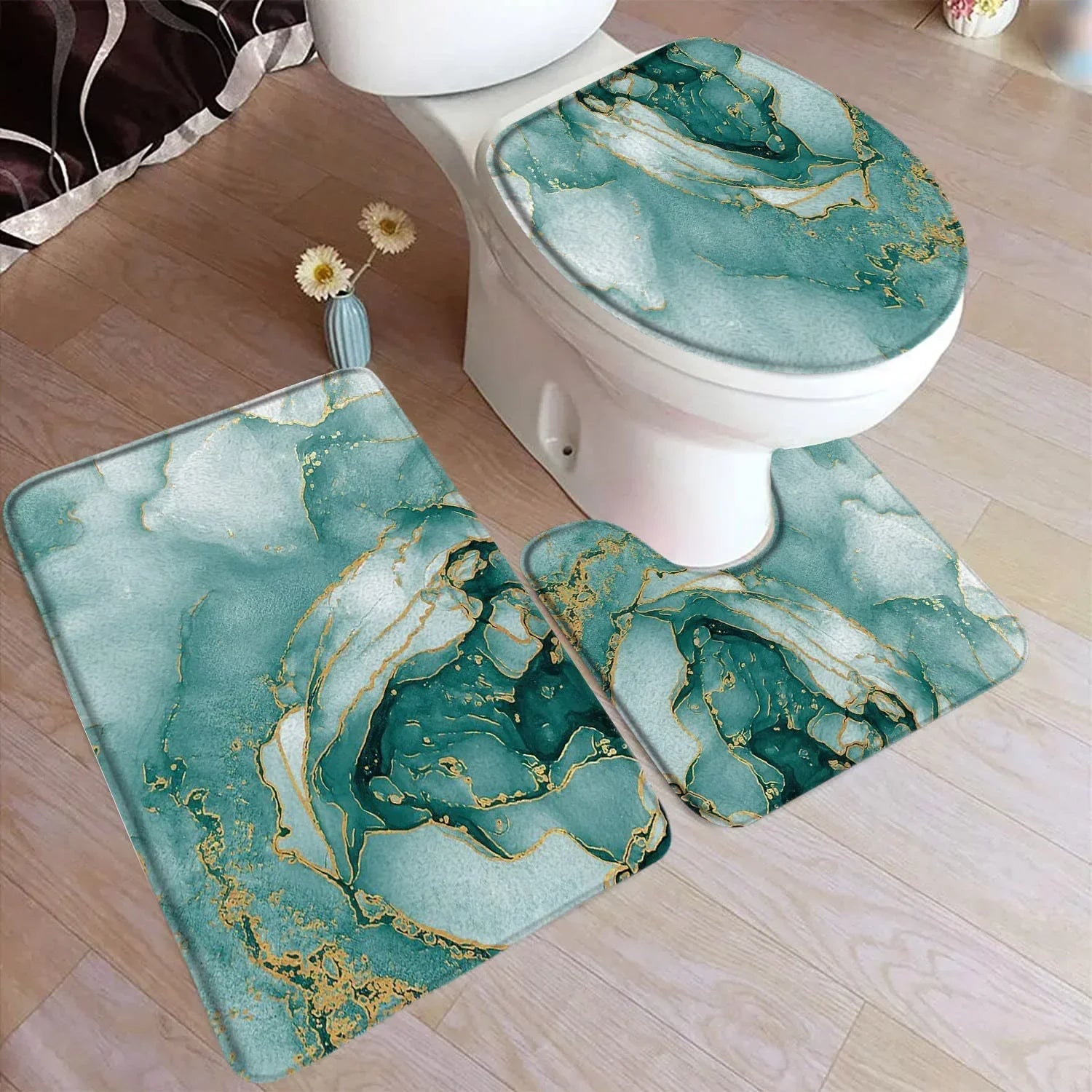 Marble 3-Piece Nonslip different colors Bathroom Rugs and Mats Set