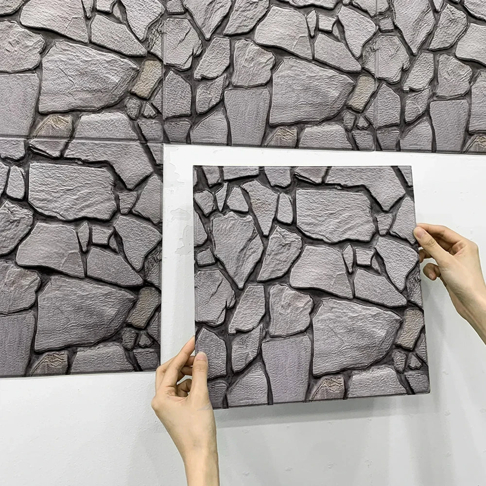 3D Faux Stone Wall Stickers Peel and Self-adhesive DIY Wallpaper Kitchen Backsplash Living Room Sticker Tile