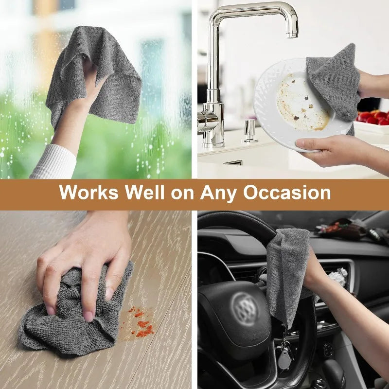 50 Reusable Cleaning Cloths per roll, Super Absorbent Microfiber Dish Towels, Replace Paper Towels, for Kitchen, Household and car Cleaning
