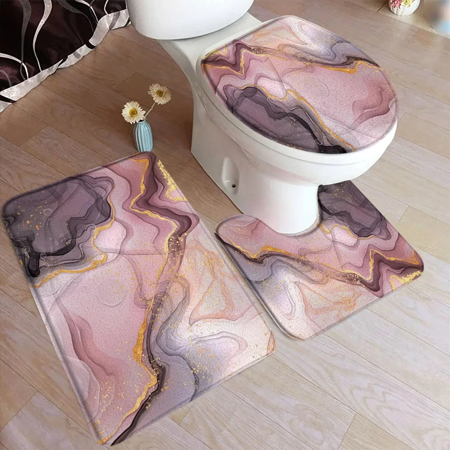 Marble 3-Piece Nonslip different colors Bathroom Rugs and Mats Set