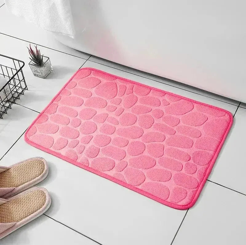Luxury Embossed Pebble Bath Mat – Ultra-Soft Non-Slip Memory Foam Bathroom Rug