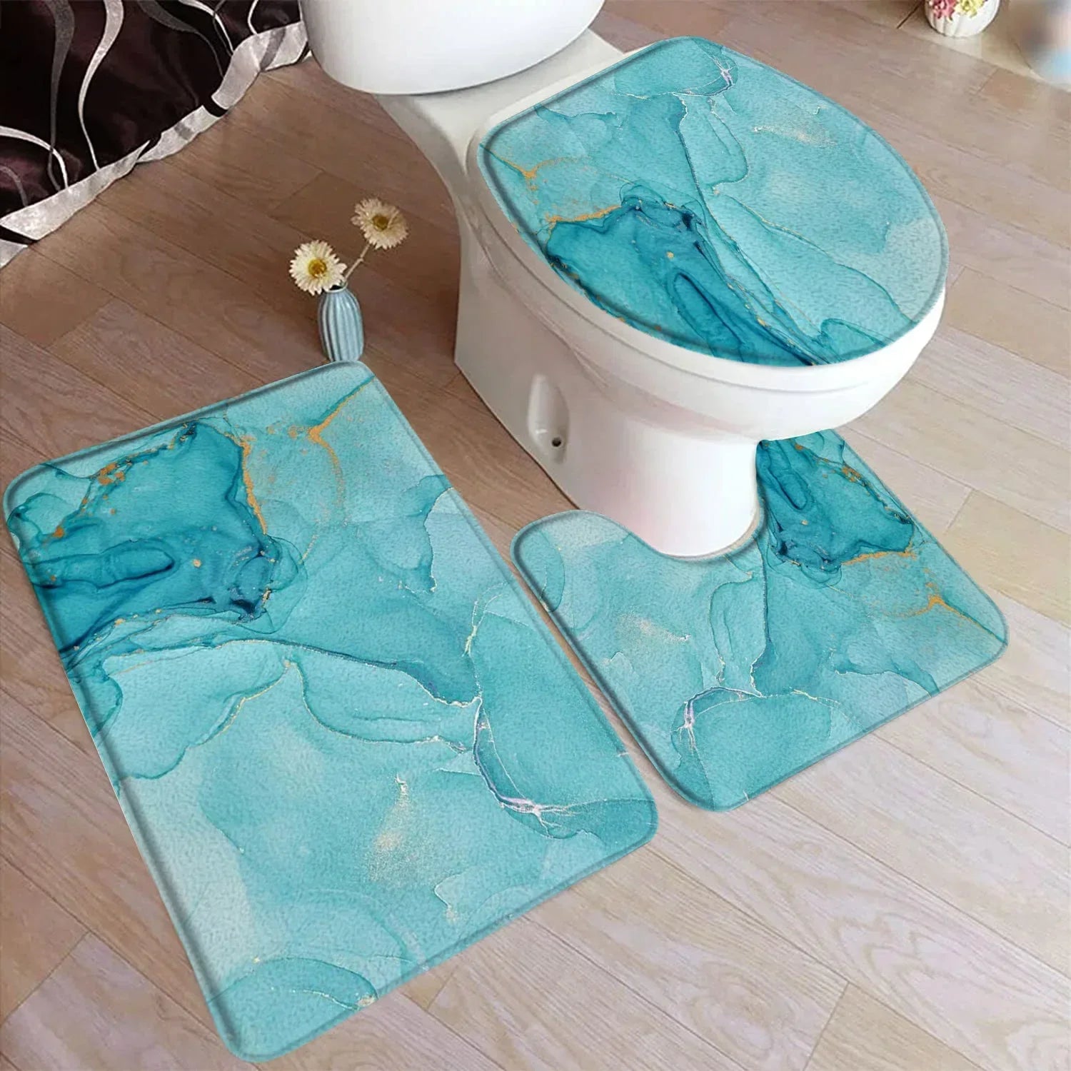 Marble 3-Piece Nonslip different colors Bathroom Rugs and Mats Set