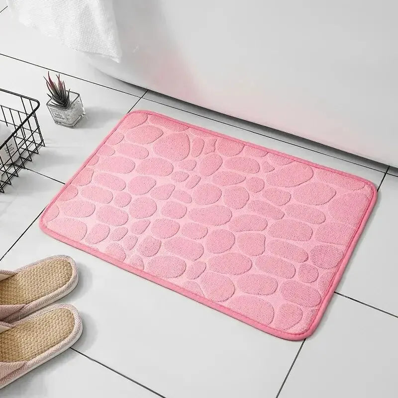Luxury Embossed Pebble Bath Mat – Ultra-Soft Non-Slip Memory Foam Bathroom Rug