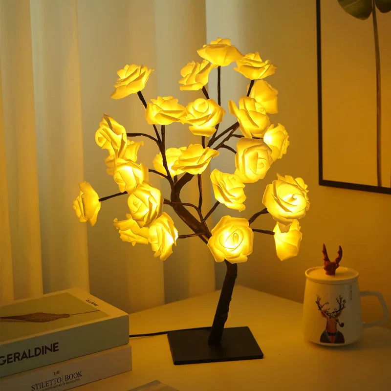 Rose Tree LED Night Light – Romantic USB Table Lamp for Bedroom, Desk & Room Decor (Perfect Gift)
