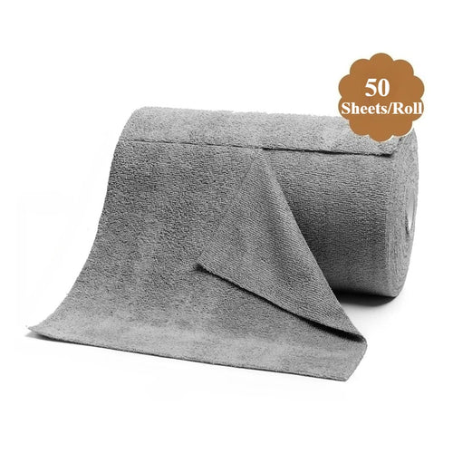 50 Reusable Cleaning Cloths per roll, Super Absorbent Microfiber Dish Towels, Replace Paper Towels, for Kitchen, Household and car Cleaning