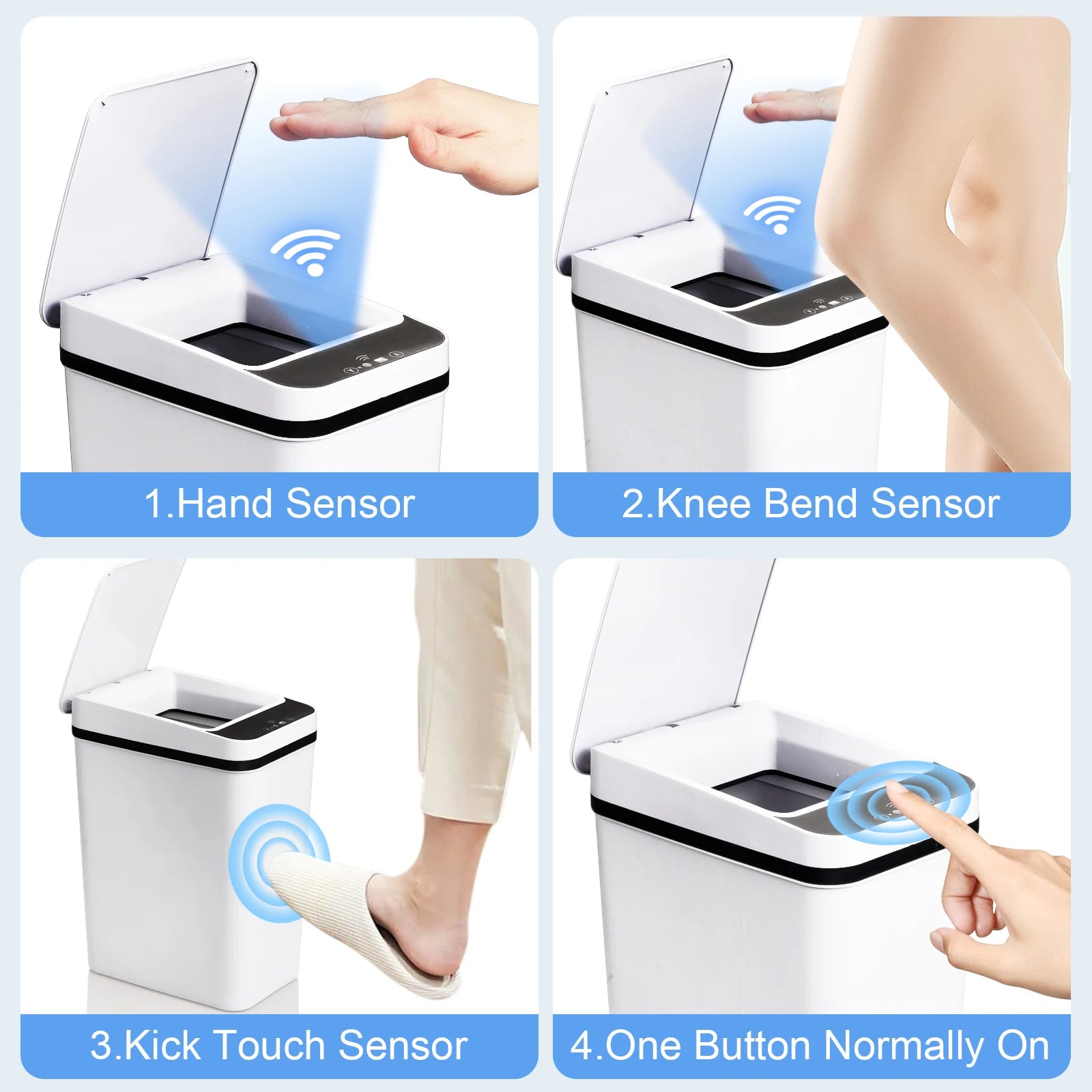 2 Pack 12L Automatic Touchless Trash Can with Motion Sensor - White Slim Bathroom Kitchen Waste Bin