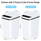 2 Pack 12L Automatic Touchless Trash Can with Motion Sensor - White Slim Bathroom Kitchen Waste Bin