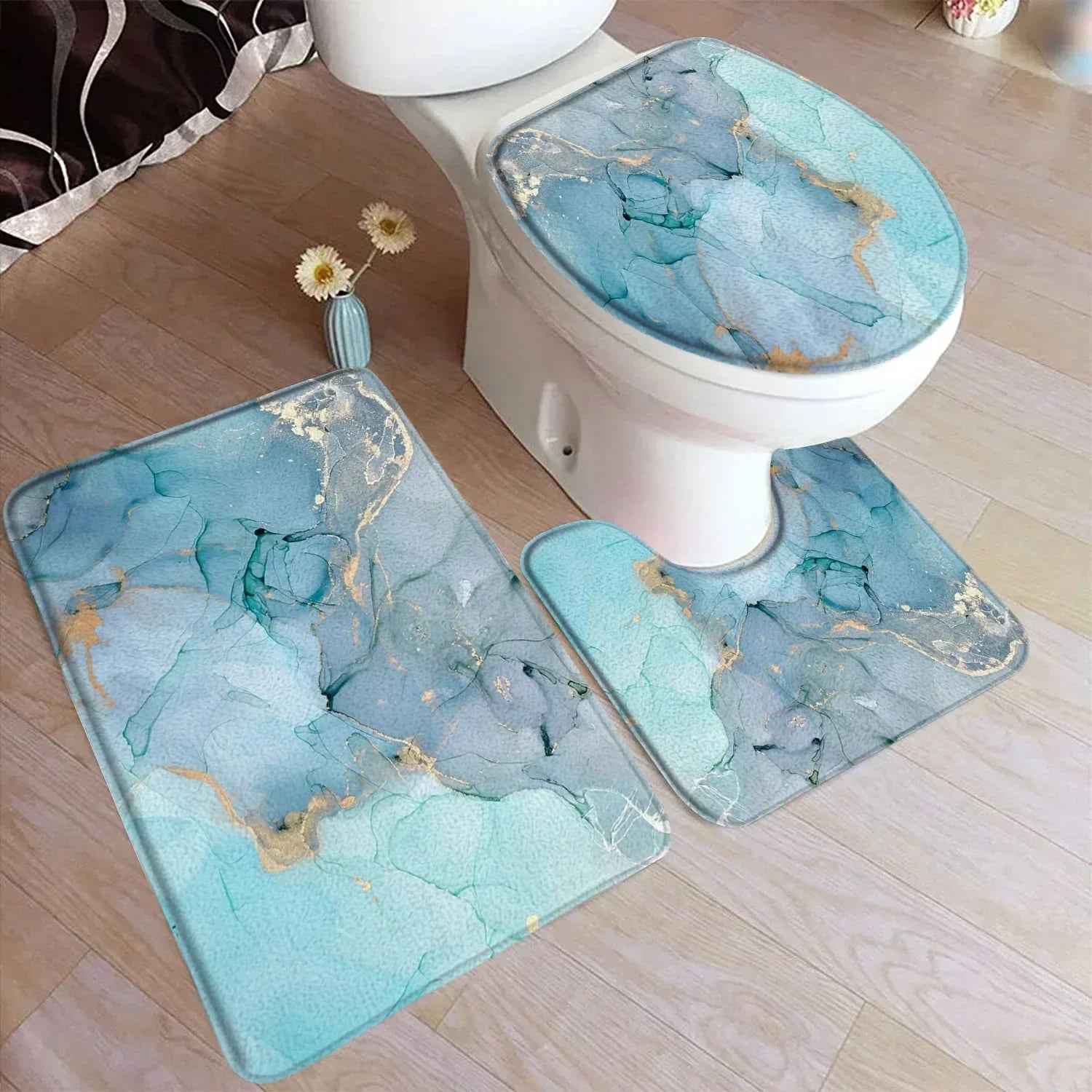 Marble 3-Piece Nonslip different colors Bathroom Rugs and Mats Set