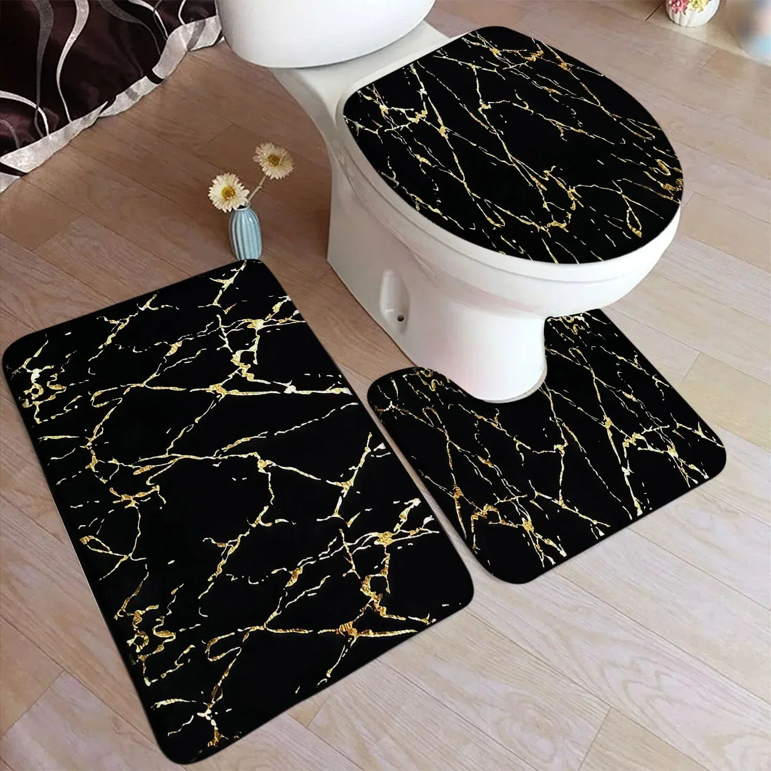 Marble 3-Piece Nonslip different colors Bathroom Rugs and Mats Set