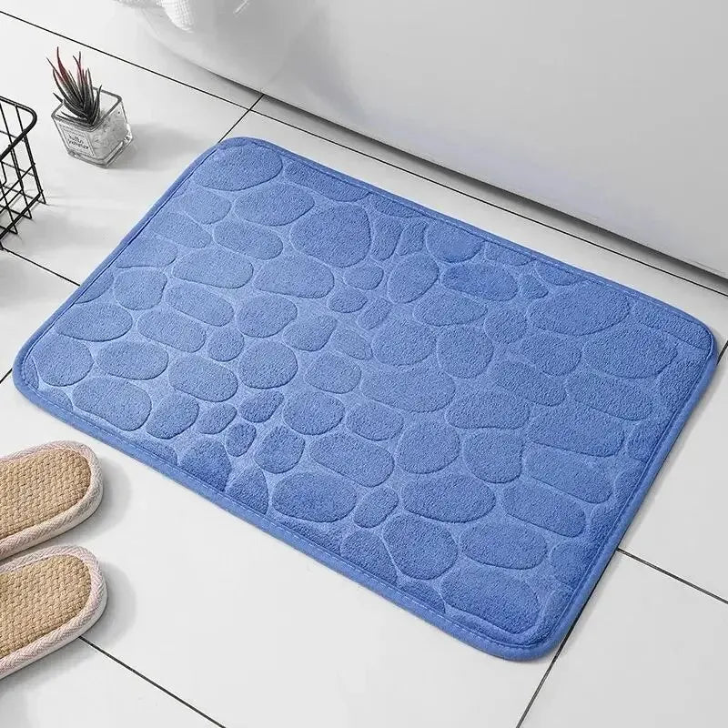Luxury Embossed Pebble Bath Mat – Ultra-Soft Non-Slip Memory Foam Bathroom Rug