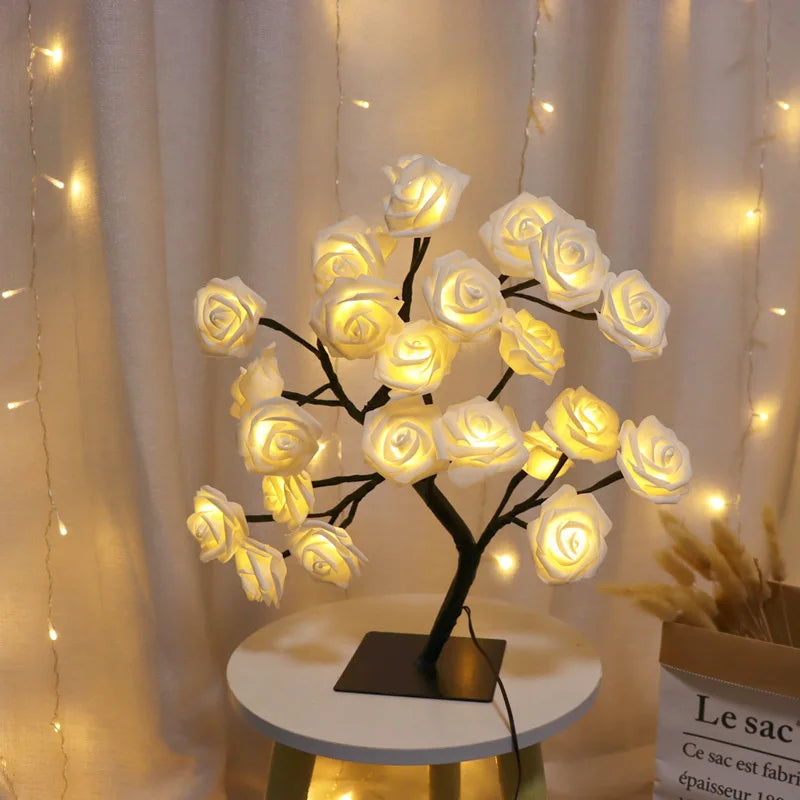 Rose Tree LED Night Light – Romantic USB Table Lamp for Bedroom, Desk & Room Decor (Perfect Gift)