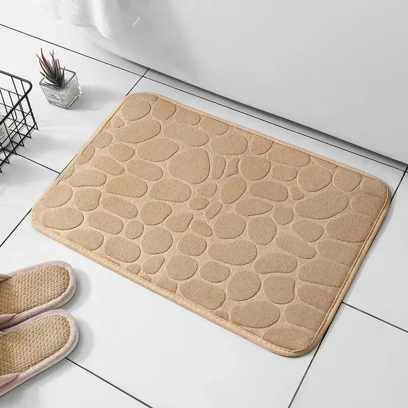 Luxury Embossed Pebble Bath Mat – Ultra-Soft Non-Slip Memory Foam Bathroom Rug