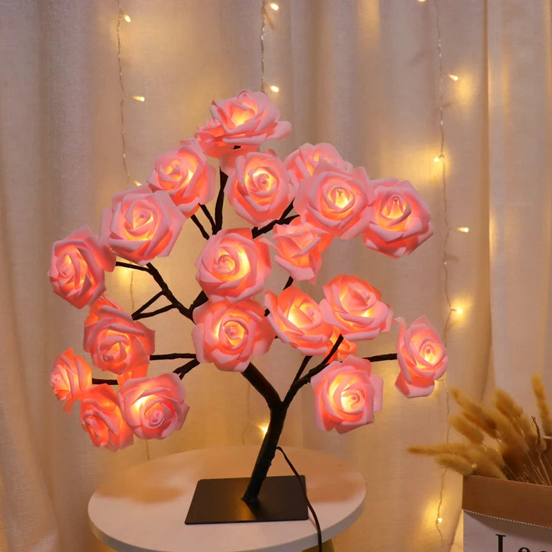 Rose Tree LED Night Light – Romantic USB Table Lamp for Bedroom, Desk & Room Decor (Perfect Gift)