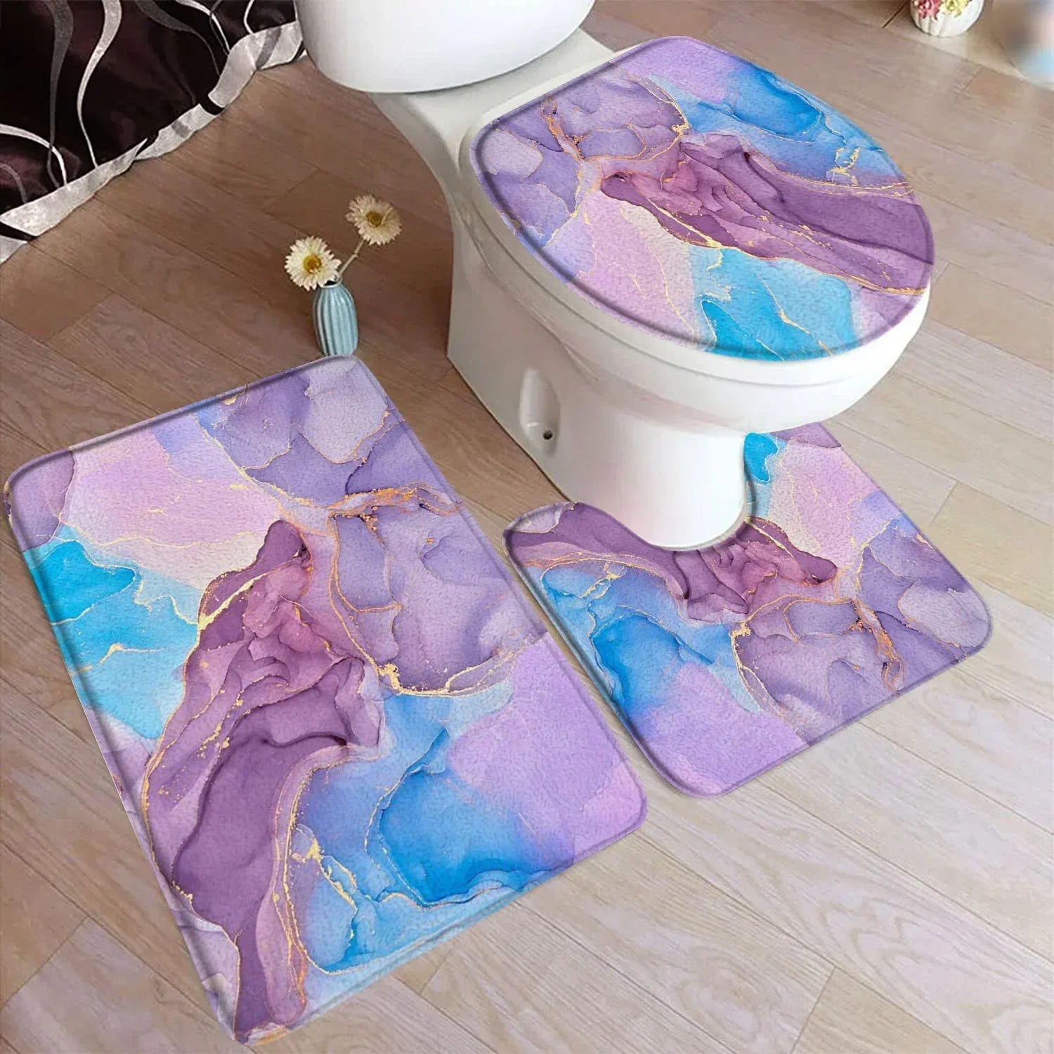 Marble 3-Piece Nonslip different colors Bathroom Rugs and Mats Set