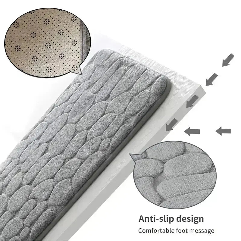 Luxury Embossed Pebble Bath Mat – Ultra-Soft Non-Slip Memory Foam Bathroom Rug