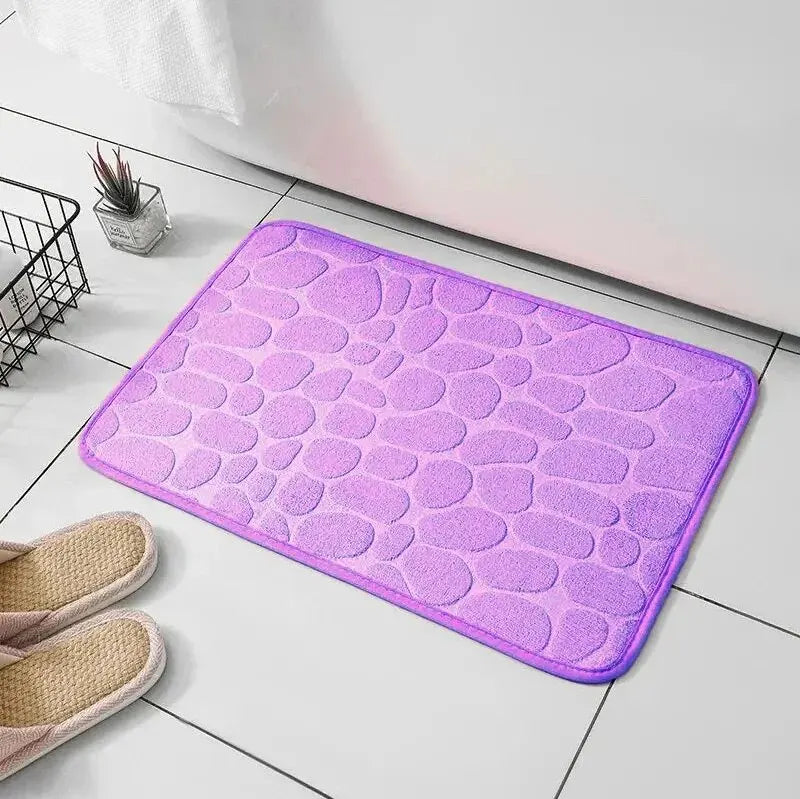 Luxury Embossed Pebble Bath Mat – Ultra-Soft Non-Slip Memory Foam Bathroom Rug