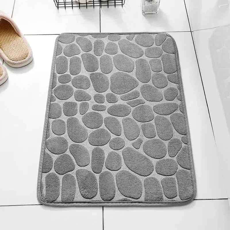 Luxury Embossed Pebble Bath Mat – Ultra-Soft Non-Slip Memory Foam Bathroom Rug