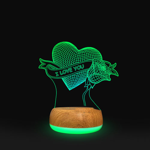 3D Lamp Wood Grain Bottom Glow Colorful Touch Remote Control