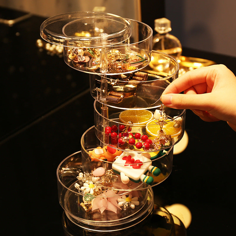 Children's Hair Accessories Head Rope Storage Rotating Transparent Box Jewelry organizing box tools collecting box