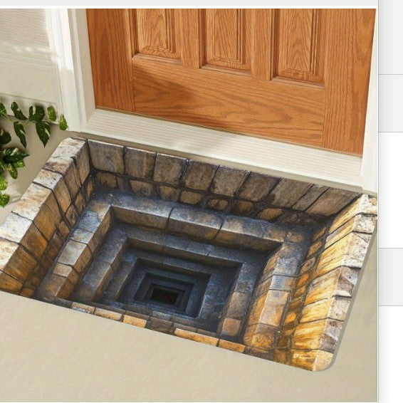 The Bottomless Pit 3D Optical Illusion 'Endless Abyss' Floor Mat – Viral Prank Rug for Bathroom & Entryway Decor Non-slip Absorbent