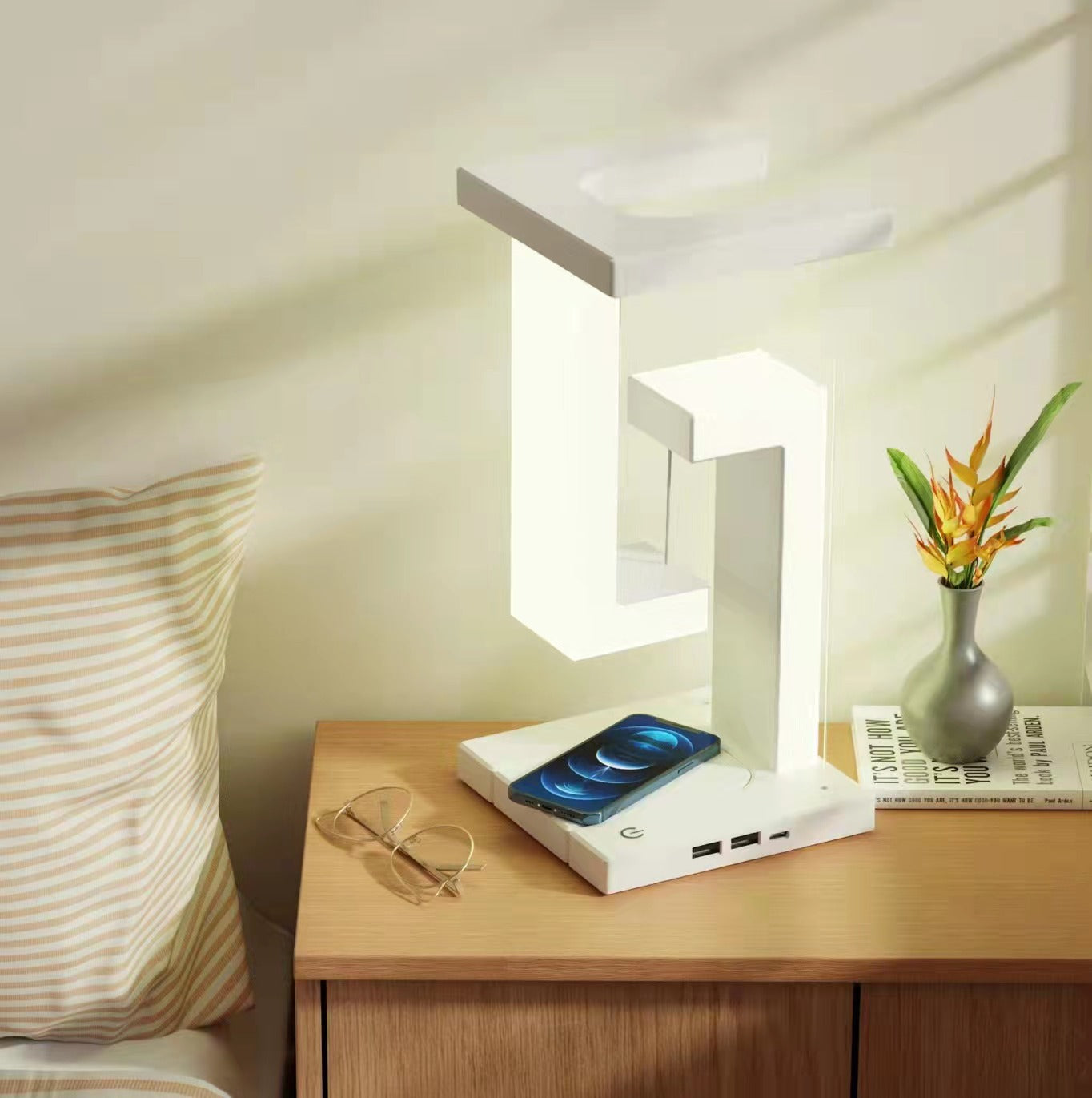 Anti Gravity Wireless Charging Table Lamp with 2 different colors