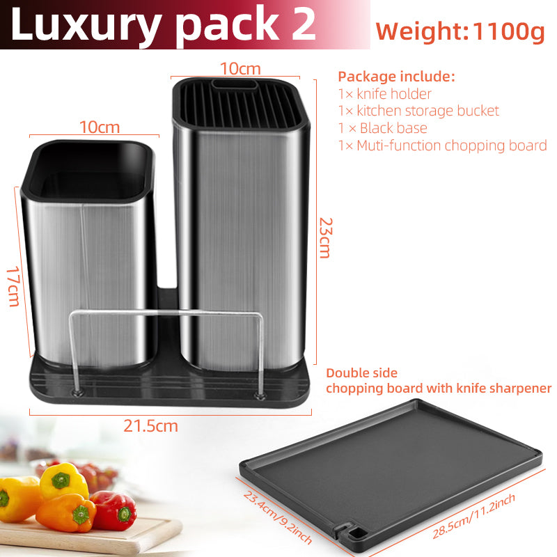 8" Universal Stainless Steel Knife Block – Modern Space-Saving Kitchen Knife Holder for Countertop Storage, Fits Any Blade up to 8 Inches