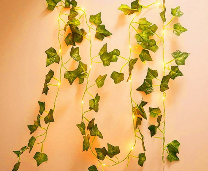 Sakura Lighting Chain, String Lights, Outdoor Atmosphere, LED Fairy Garland with 100 Lights, Battery Operated Green Leaf Decor for Bedroom, Garden, Wedding, and Party