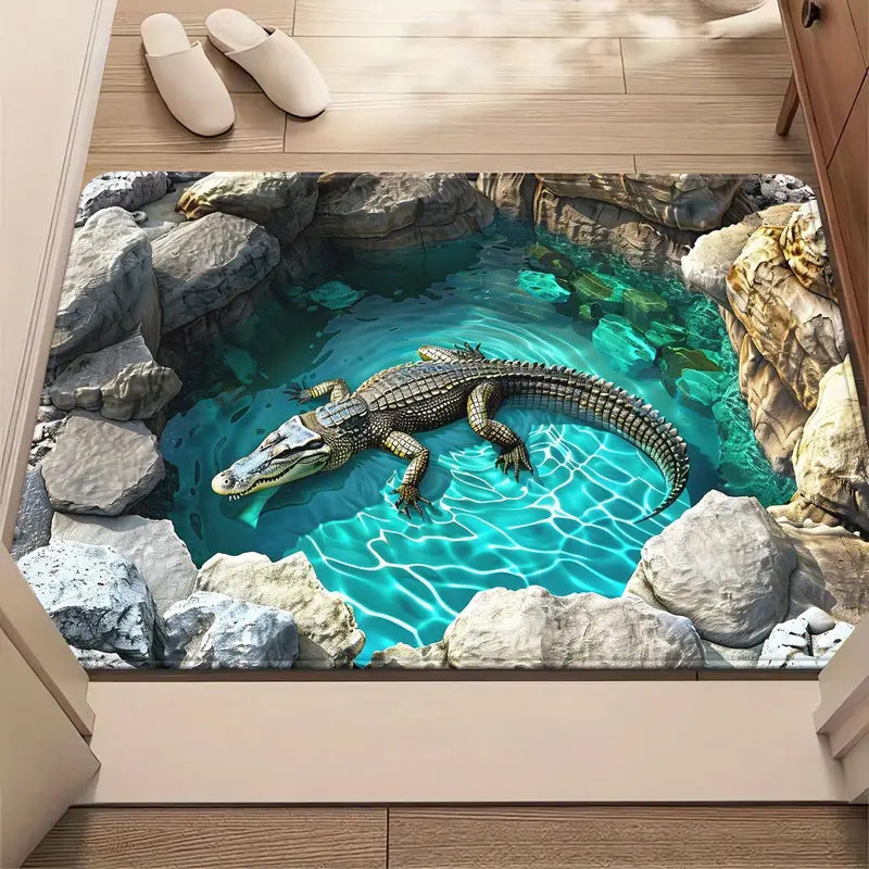 The Bottomless Pit 3D Optical Illusion 'Endless Abyss' Floor Mat – Viral Prank Rug for Bathroom & Entryway Decor Non-slip Absorbent