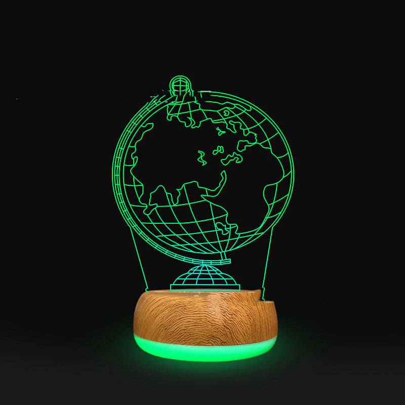 3D Lamp Wood Grain Bottom Glow Colorful Touch Remote Control