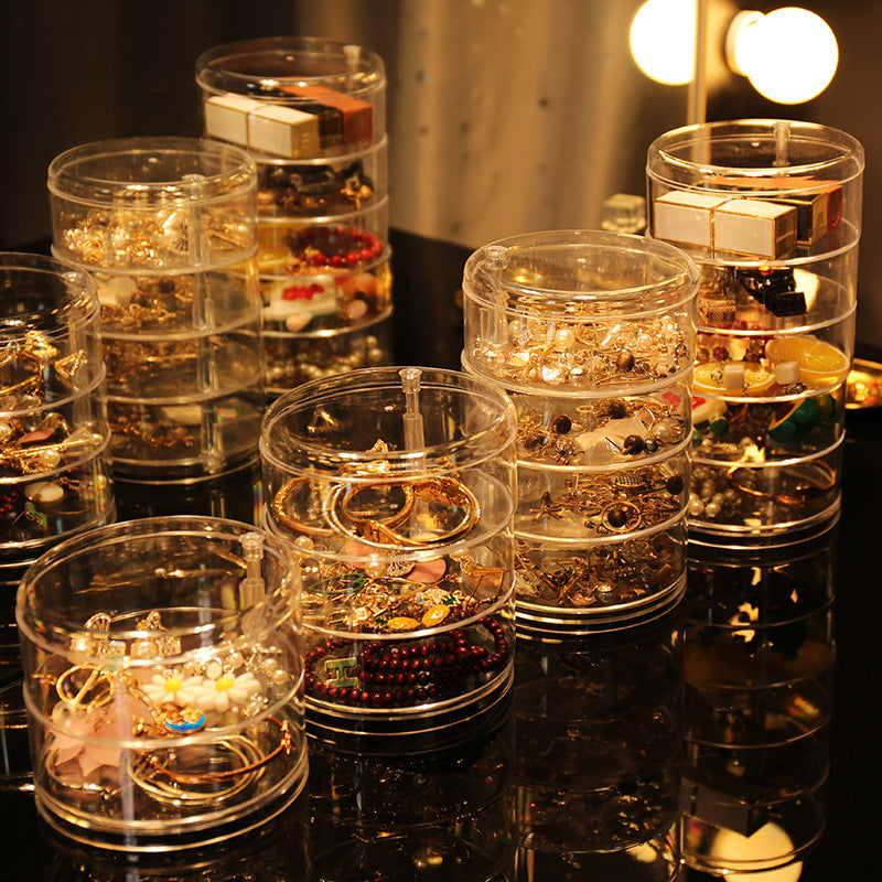 Children's Hair Accessories Head Rope Storage Rotating Transparent Box Jewelry organizing box tools collecting box