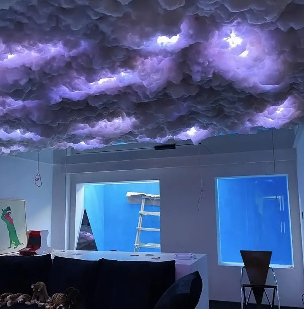 3D Smart Cloud Light with Music Sync – DIY RGB Thundercloud LED Lamp, App & Remote Control Night Light for Gaming Room, Bedroom Ceiling Decor (1M/2M/3M)