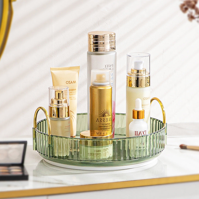 Household Light Luxury Bathroom Rack Punch-free 360° Rotating Luxury Makeup Organizer – 1/2/3 layers - 3-Tier Ribbed Glass Vanity Stand for Skincare, Perfume & Cosmetic Storage